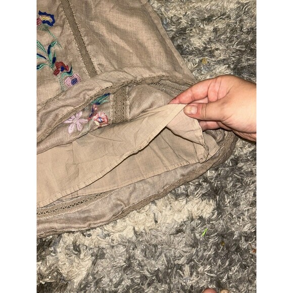 Umgee Womens Embroidered Floral Top Tunic Boho M‎ Cottagecore Beige Flowy Fairy - Picture 3 of 6